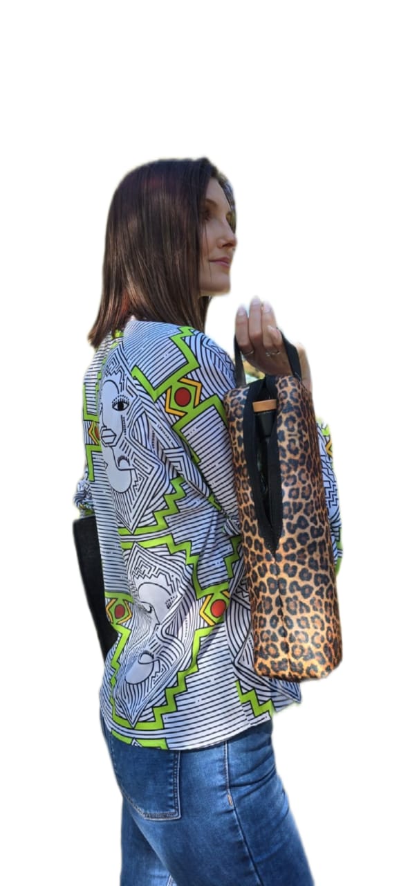 Leopard Print Eco-felt Champagne Bag